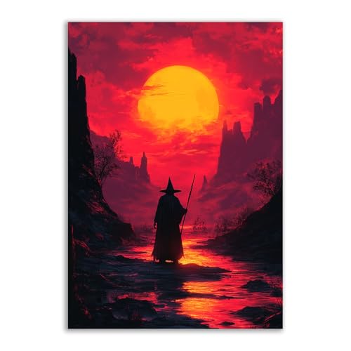 Pierre tombale decoration Halloween murale sorciere rouge TERUEA sans cadre
