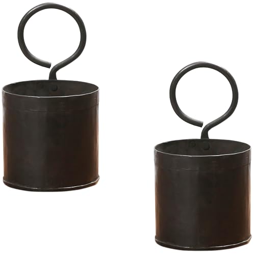Marrakesch 2er Set Vintage Blumentopf Pflanzkübel hängend aus Metall 20cm groß | Kräutertopf Pflanzentopf Solia als Balkon Deko | Hängetopf Blumenkübel als skandinavische Wanddeko & Gartendeko