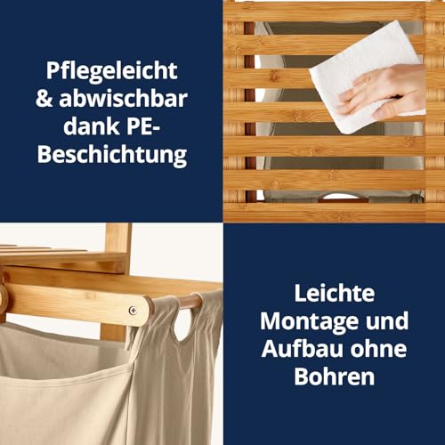 Wäschetrenner aus Bambus mit Wäschekorb von Lumaland