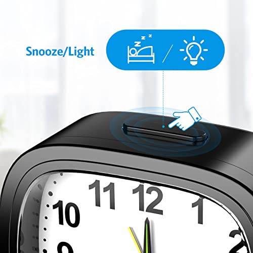 Brifit Silent Alarm Clocks Bedside Non Ticking Bedside Clock Battery Powered with Night Light Large Display Snooze Function Basic Alarm Clock, for Kids Heavy Sleepers Travel Bedroom Desk Easy to Read - Image 4
