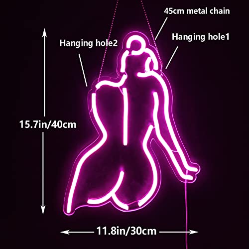 Lady Back LED Neon Sign Wall Decor Sign 16’’x12’’ Room Decor Pink Neon Lights for Bedroom Bar Man Cave Room Pub Store Club Garage Party Wall Art Decoration Lights