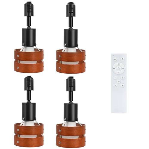 Aiwode レールライト 茶色の木製の円 ダクトレール用スポットライト E26口金 角度調節可能 調光調色 リモコン対応 ロック機構により脱落を防止 簡単なインストール 高級 和風 目に優しい 節電 省スペース設計 寝室 高級レストラン 書斎 廊下 植物 水槽の照明に適しています 4個入り