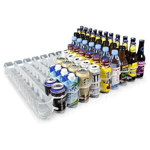 Visi-Slide 14/16oz Soda Beverage Dispenser - Gravity Fed Glide for Angled Shelves for Coolers, Commercial Refrigerators, Cold Vaults (Pack of 6) Drink Organizer for Cans, Bottles and More Cover