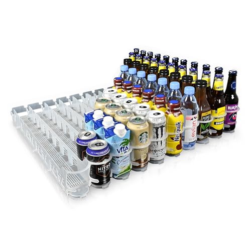 Visi-Slide - Dispensador de bebidas gaseosas de 14/16 onzas, deslizador alimentado por gravedad para estantes en ángulo para refrigeradores, refrigeradores comerciales, bóvedas frías (paquete de 2)