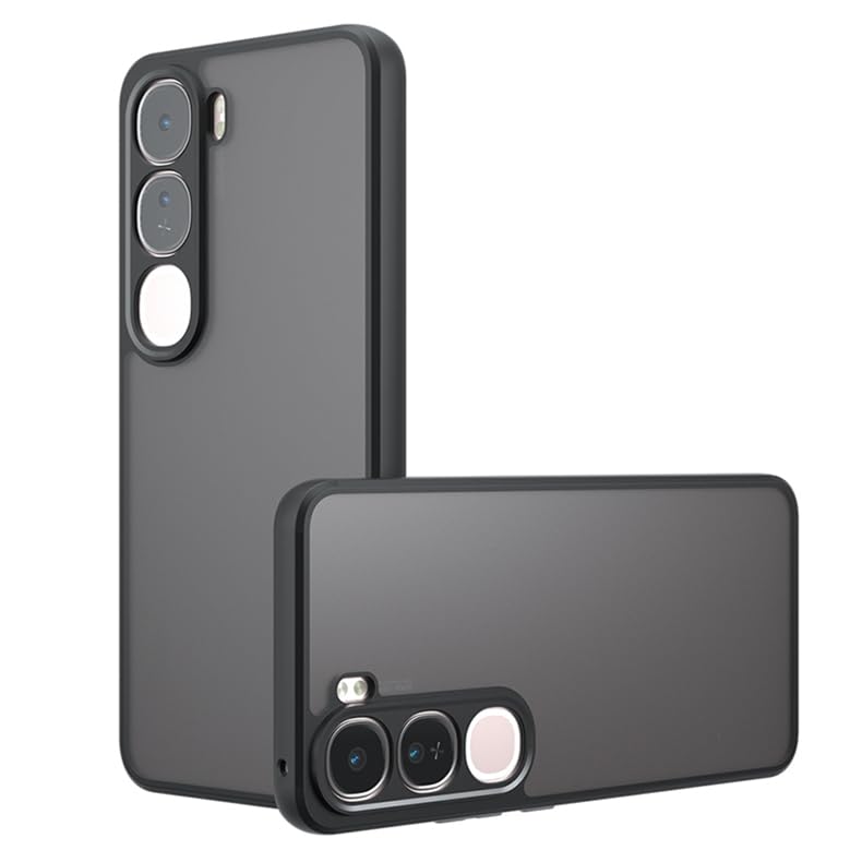 Image of Matte PC+TPU Phone Case for Vivo Y300 5G Air Bag Protection, Anti-Fingerprint, Micro Arc Edge, Never Turns Yellow, Skin-Friendly Feel, Camera Protection, Black