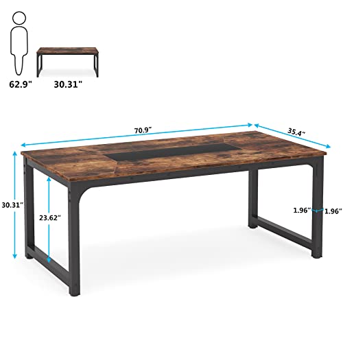 Tribesigns Modern Computer Desk, 70.8 x 35.4 inch Large Executive Office Desk Computer Table Study Writing Desk Workstation for Home Office,Rustic/Black