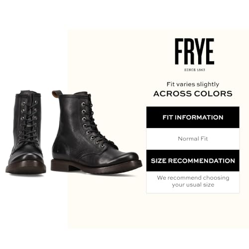 Image of Frye Veronica Women's Combat Boots Crafted from Hand-Burnished Vintage Italian Leather with Genuine Stitch-Down Welt Construction and Leather Lining - 6 inch Shaft Height