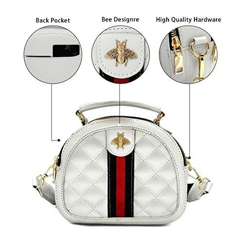 Beatfull Designer Bee Crossbody Bags for Women Stylish Round Quilted Shoulder Purse Small Leather Top Handle Cross Body Handbag - Thumbnail 5