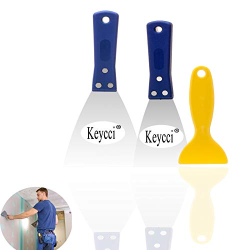 Putty Knife 3" 4" Stainless Steel Stiff Putty Knife with Plastic Putty Knife Metal Scraper Putty Knife Set Putty Knife Scraper for Drywall Spackle Taping Scraping Paint Decals Wallpaper