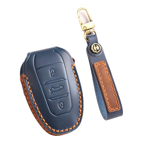 Étui de protection pour clé Peugeot et Citroën DS - Porte-clés bleu à 3 boutons