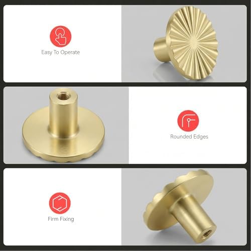 homdiy 10 Pack Gold Drawer Knobs Gold Cabinet Knobs Zinc Alloy - 5