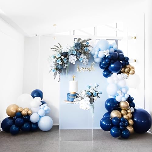 Image of Voircoloria Navy Blue Balloons, 66pack 12inch Dark Blue Latex Party Balloons for Graduation, Wedding, Birthday, Baby Shower, Gender Reveal, Anniversary Party Decorations