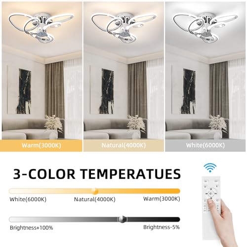 Plafonnier LED dimmable chromé avec télécommande pour salon - 5
