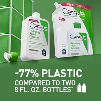 CeraVe Hydrating Facial Cleanser, Moisturizing Face Wash For Dry Skin, Hyaluronic Acid + Ceramides + Glycerin, Hydrating Cleanser For Normal To Dry Skin, 16 Ounce Refill
