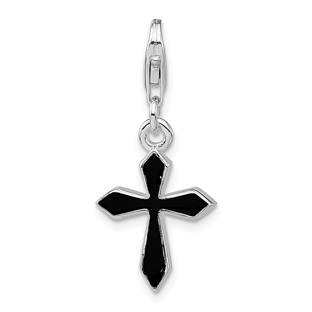 Srebro wysokiej próby 925 Rh czarny emaliowany Cro925 karabińczyk zapięcie wisiorek wisiorek wisiorek wisiorek religijny krzyż pasja elegancka biżuteria dla kobiet prezenty dla niej