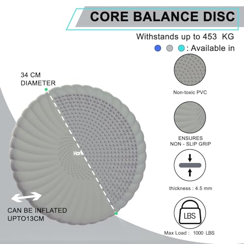 Image of Wobble Cushion Core Balance Disc, Wiggle Seat for Sensory Kids to Stay Focused, Non-slip Balance Pads with Inflation Pump for Physical Therapy & Core Strength