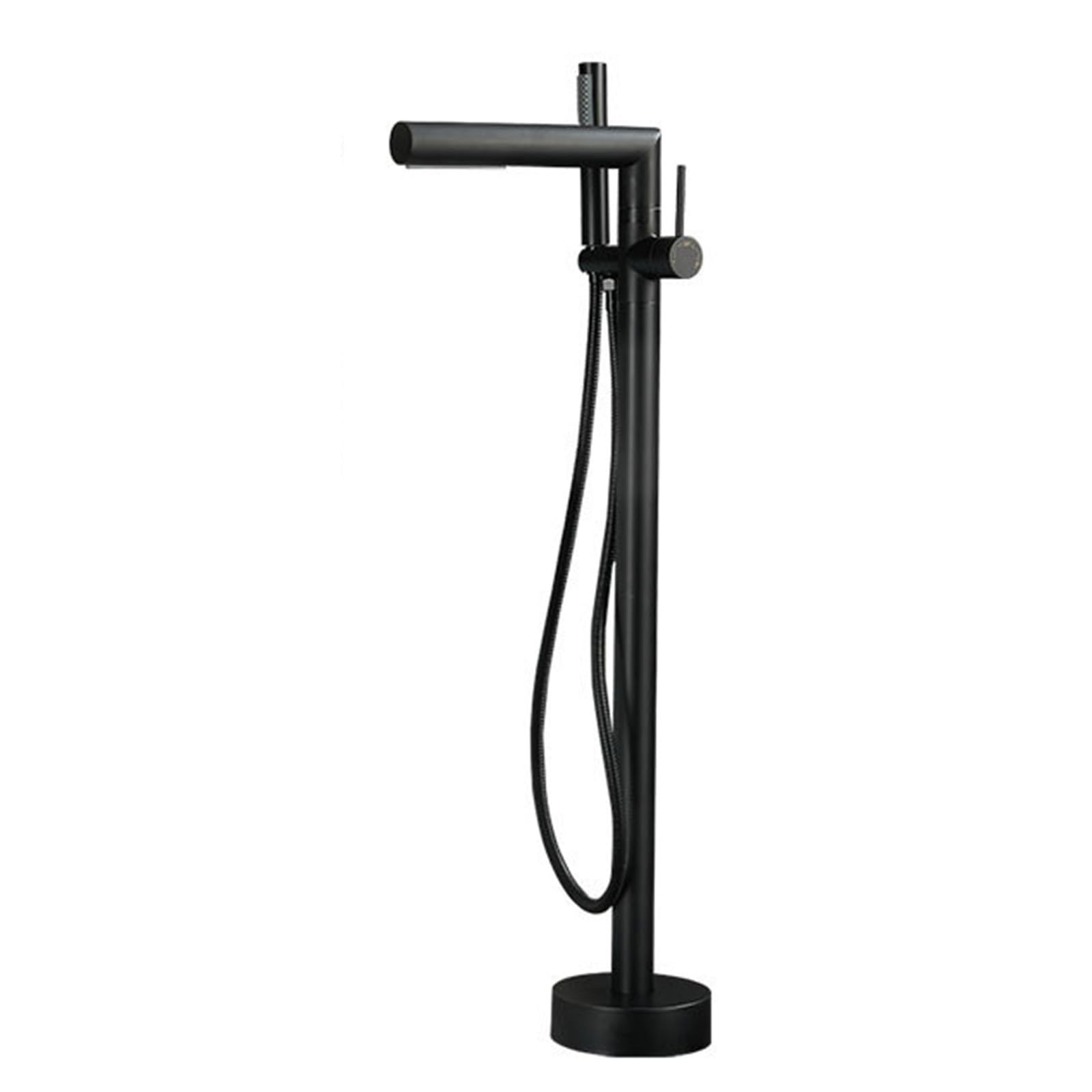 Robinet de bain cascade noir pour baignoire autoportante avec douchette pivotante LWX