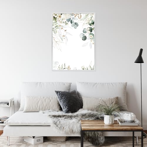 Poster feuilles d'eucalyptus encadré pour rafraîchir un mur vide - 2