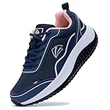 MAFEKE Womens Wide Toe Box Walking Shoes Arch Support Orthotic Sneakers Wide Width Tennis Shoes for Plantar Fasciitis Bunions NavyPink US 10