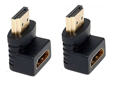 Image of FEDUS Gold Plated HDMI Male to Female Converter Connector Adapter 90 Degree L Shape for HDTV, Plasma TV, LED, LCD Etc - Black 2 Pack