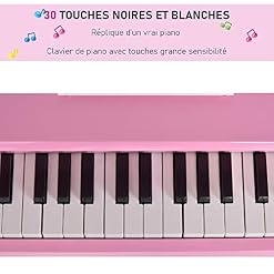HOMCOM Piano à Queue Enfant en Bois 30 Touches – Tabouret et pupitre inlus – MDF Rose - Les Beatles, Paul McCartney, John Lennon, RIngo Starr, George Harrison HOMCOM Piano à Queue Enfant en Bois 30 Touches - Tabouret et pupitre inlus - MDF Rose – Image 5