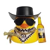 MEWFYI Pato de goma para el adorno del coche, pato con sombrero superior, gafas de sol, accesorio para coche, Divertidos Patos de Goma, para Coche Escritorio Oficina Decoración, 6 x 5 cm