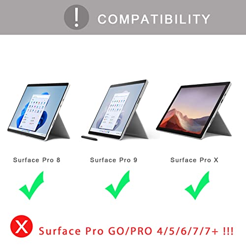 Type Cover For Microsoft Surface Pro 9/Pro 8/Pro X 13 Inch Keyboard: 7-Color Backlit Multi-Touch Trackpad Wireless Bluetooth Keyboard - Slim Portable Keyboard Built-In Rechargeable Battery #TOP1