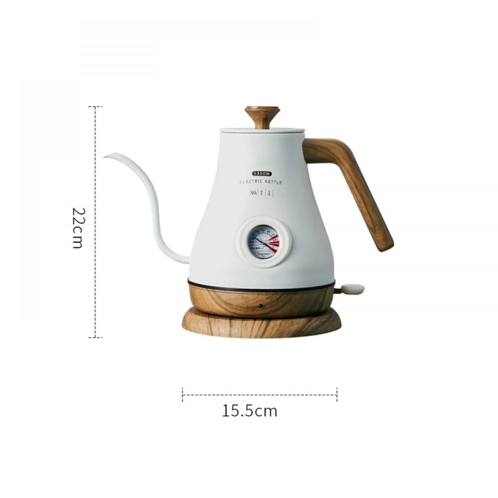 YXSH Hervidor Eléctrico Retro De 1,0 L, Cuello De Cisne Boca Delgada Tetera Cafetera Manual Revestimiento De Acero Inoxidable con Termómetro