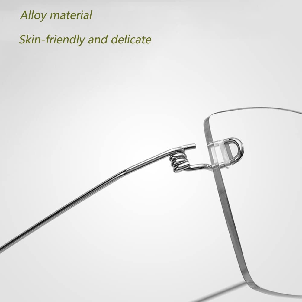 FREAZE HD Negocios Gafas Hombres Gafas De Lectura Sin Marco Anteojos De Lectura Gafas De Computadora Progresivo Multifocal Ligero Anteojos +3.0 (Color : Silver, Size : +1.5)