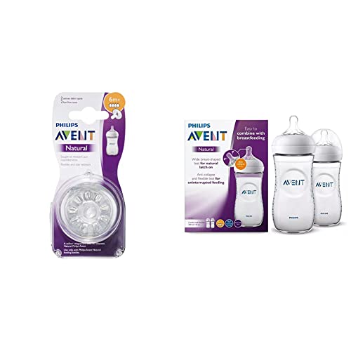 Image of Philips Avent Natural Teat Fast Flow 6 Months+ (2pcs) with Philips Avent Natural 2.0 Bottle 330ml Pack of 2 SCF036 /20
