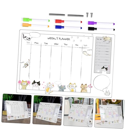 Tableau mémo transparent acrylique effaçable avec support et feutres pour notes - 3