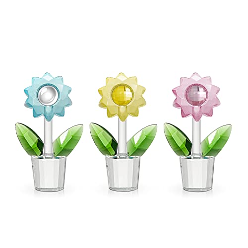LONGWIN 3pcs Crystal Sunflower Figurines Collectible Glass Spring Bouquet Lucky ...