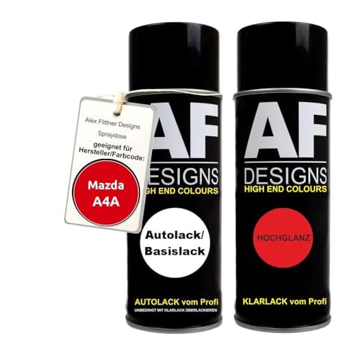 Autolack Spraydose Set für Mazda A4A True Red Basislack Klarlack Sprühdose 400ml