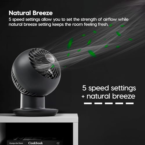 Image of IRIS USA WOOZOO Air Circulator Fan with Remote, Oscillation, 5 Speeds, 82ft Max Air Distance, 90 Adjustable Tilt, 30db Quiet Motor, Small Fan for Bedroom, Office, Dorm, Black