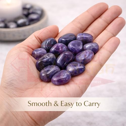 Image of Crystal Amethyst Tumble Stone | 50 gm Tumbled Gemstones | Reiki Healing Stones | Home Decor Pebbles | Aquarium Gravel | Garden & Table Decor