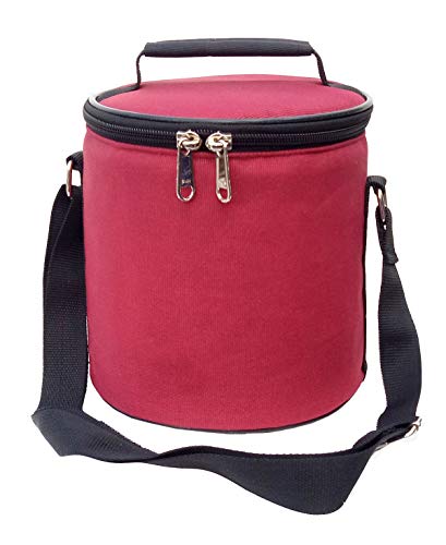 Image of Brwon Insulated Lunch Bag, Polyester, Water Resistant, Classic Style, for Office, School and Travelling, 1 Litre (Without Containers, Size-6.5 X 6 X 6)