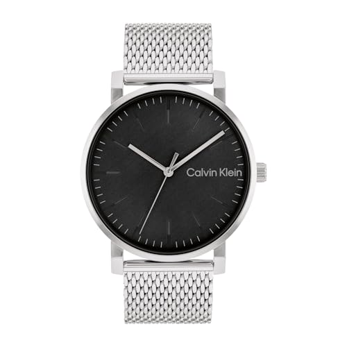 La mejor comparación de Relojes Calvin Klein Caballero los preferidos por los clientes. 43 Calvin Klein Reloj para Hombre 25200260 CK Slate 43 mm - Acero Inoxidable Plateado - Esfera Negra Texturizada - 3 Manecillas