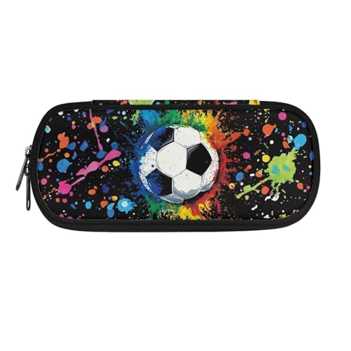 Image of Graffiti Football Pencil Case Pen Bag for Boys Girls Kids Pencil Box Ziper Pen Pouch Compartment of Pen Slots School Office Stationery Organizer