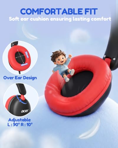 Image of Acer OHW355 Kids Headphones with Cord for School,Over Ear Wired Headphones