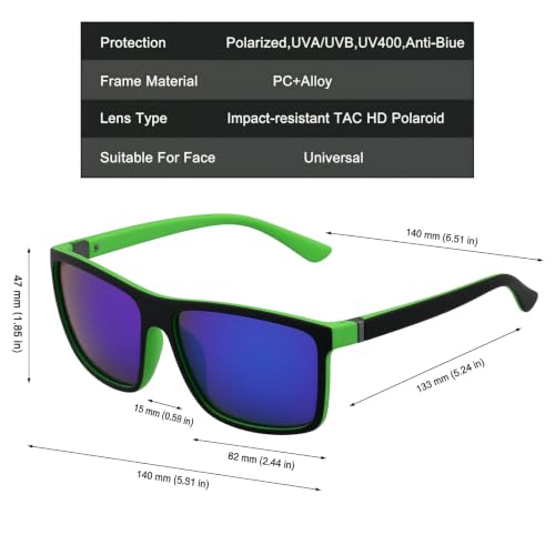Image of Men's Sports Polarized Sunglasses Square Frame Glasses NP1007