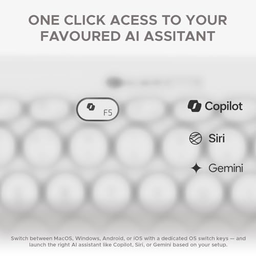 Image of (Refurbished) Amkette Optimus BT [New and Improved] Multi Device (4in1) Wireless Keyboard /Bluetooth Keyboard | One Click Device Switching and AI Access for Windows, MacOs, Android and iOS, Dual OS Layout (White)
