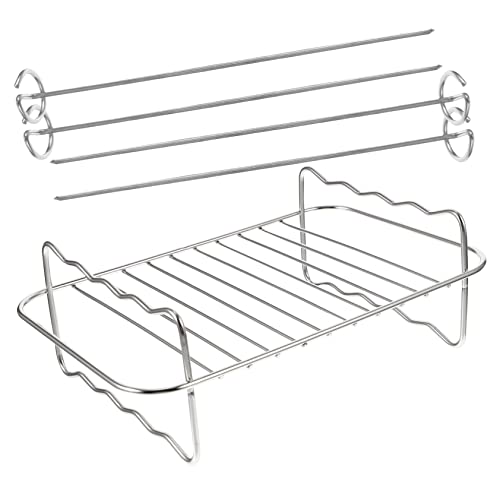 NUOBESTY Air Fryer Grilling Rack Sturdy Stainless Steel Multi Use Toasting Steaming Rack for Kitchen Easy to Clean Durable Dishwasher Safe Cooking Supplies
