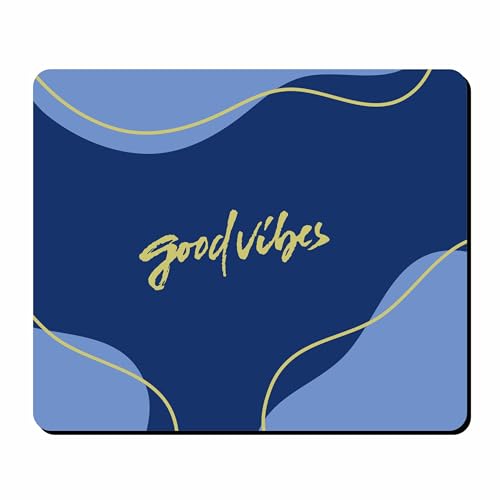 Image of Good Vibes Mouse Pad 9 x 7.5 Inch - Abstract Blue Printed Mouse Pad with Non-Slip Rubber Base, Smooth Surface Mouse Mat for Office, Home & Study Desk