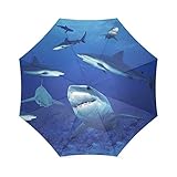 Cool Shark Undersea World, Marine Animal Folding Rain Umbrella/Parasol/Sun Umbrella