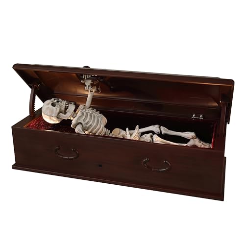 Mr. Halloween 12 in Animated Skeleton Coffin with Motion Sensor Light Up Halloween Decoration with Music and Sounds