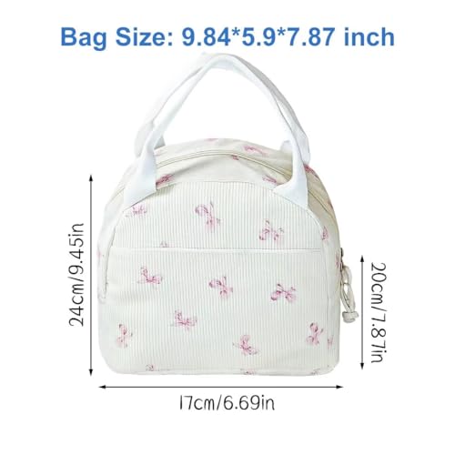 Image of Lunch Box for Women, Reusable Insulated Lunch Box Floral Tote Bags Corduroy Totes for Women Office Work Travel Picnic
