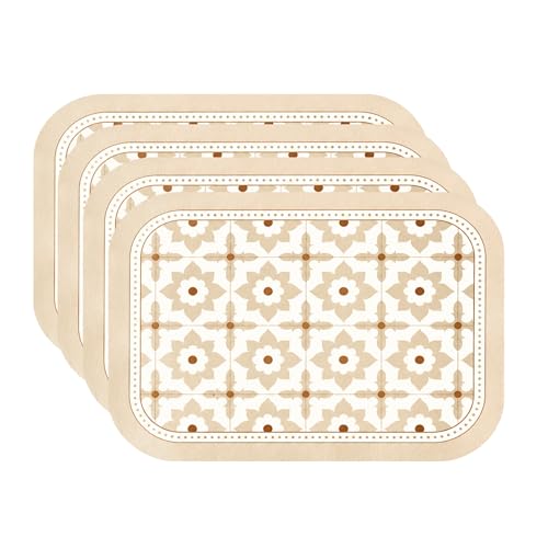 Image of Faux Leather Set of 4 Dining Table Placemats | Heat Insulation & Stain Resistant Waterproof Non Slip Dinner Table Mats | Perfect for Home, Kitchen, Restaurant, Office (Lotus Casa)