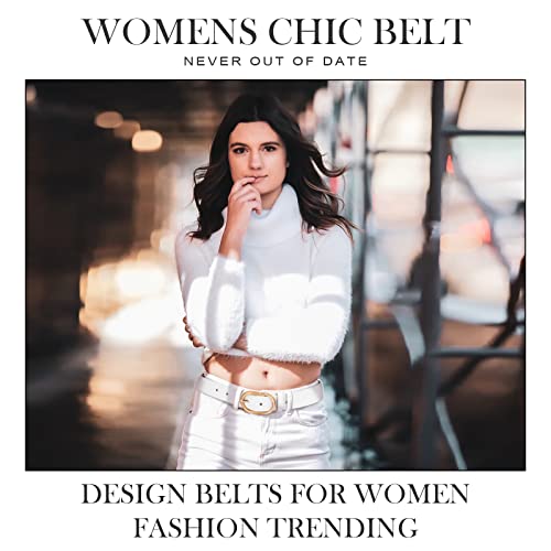 Image of VONMELLI 3 Pack Women's Belts for Jeans Pants Fashion Gold Buckle Ladies Dress Belt