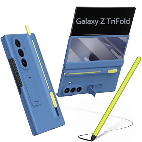 Étui Galaxy Z Trifold antichoc avec protège-charnière et étui stylet bleu