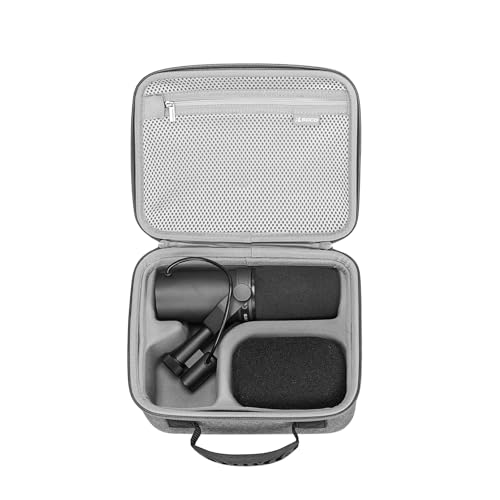RLSOCO Case for Shure SM7B Vocal Dynamic Microphone & for Shure MV7 USB/MV7X XLR Podcast Microphone(Gray) - Gray